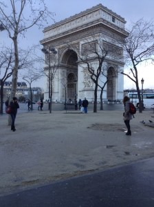 Arc de Triomphe on a cloudy Paris day. 