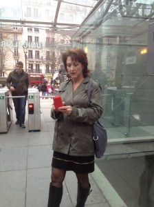 Joan waiting for the funicular to take us to the top of Montmartre 