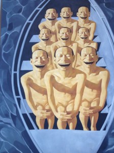 This was an art exposition at the Cartier Foundation for Contemporary Arts. The art is by Yue Minjun. This is how our French class looks when we are doing phonetics warm ups (except we aren't naked). 