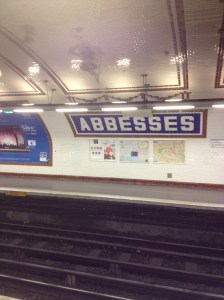 This metro is the deepest one in Paris. It is five or six flights of stairs below the street level. 