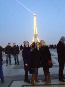 This is Joan, Marsha and Barb at the top of the hour at the Eiffel Tower when "oohs and aahs" abound. 