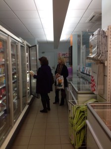Joan and Marsha shopping for lunch at Picard. 
